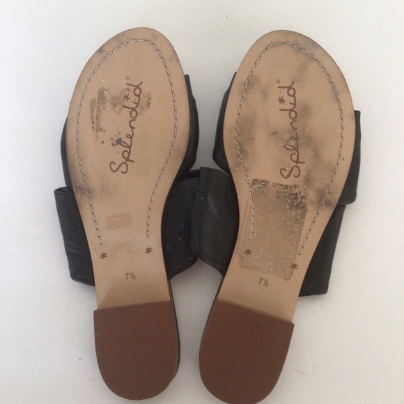 SPLENDID BLACK LEATHER DOUBLE KNOT FLAT SANDALS SIZE 7.5 - Picture 11 of 16